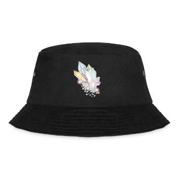 iridescent crystals with elven wings and stars - Bucket Hat - black - Front - Lela (165cm)