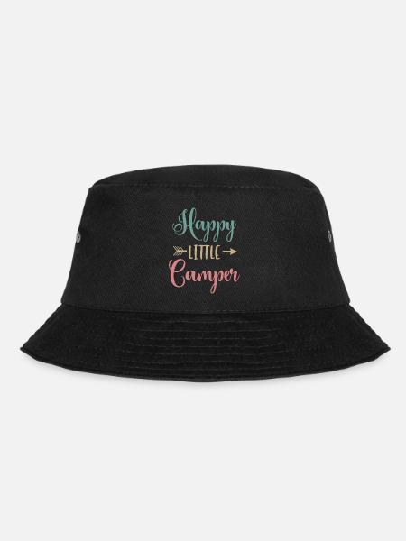 Happy Little Camper Kinder Camping Geschenk Kind - Bucket Hat - Schwarz