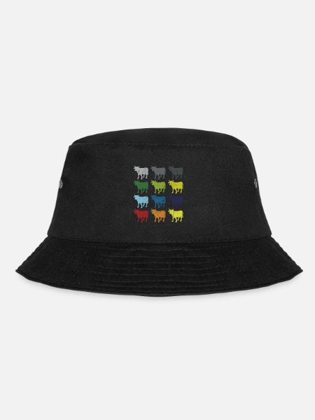 Neon Pop Art Retro Kuh Rind Landwirt Geschenk - Bucket Hat - Schwarz