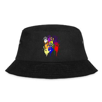 Paint Hand Blob Colorful Painter Gift Imprint Cool - Bucket Hat - black - Front - Lela (165cm)