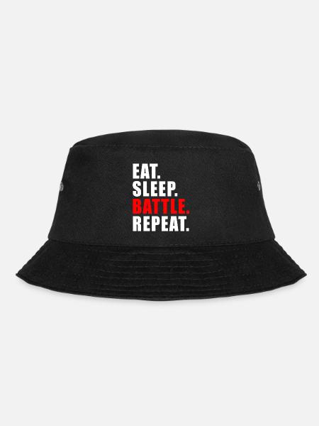EAT SLEEP BATTLE REPEAT GESCHENK GAMING BRAWL GAME - Bucket Hat - Schwarz