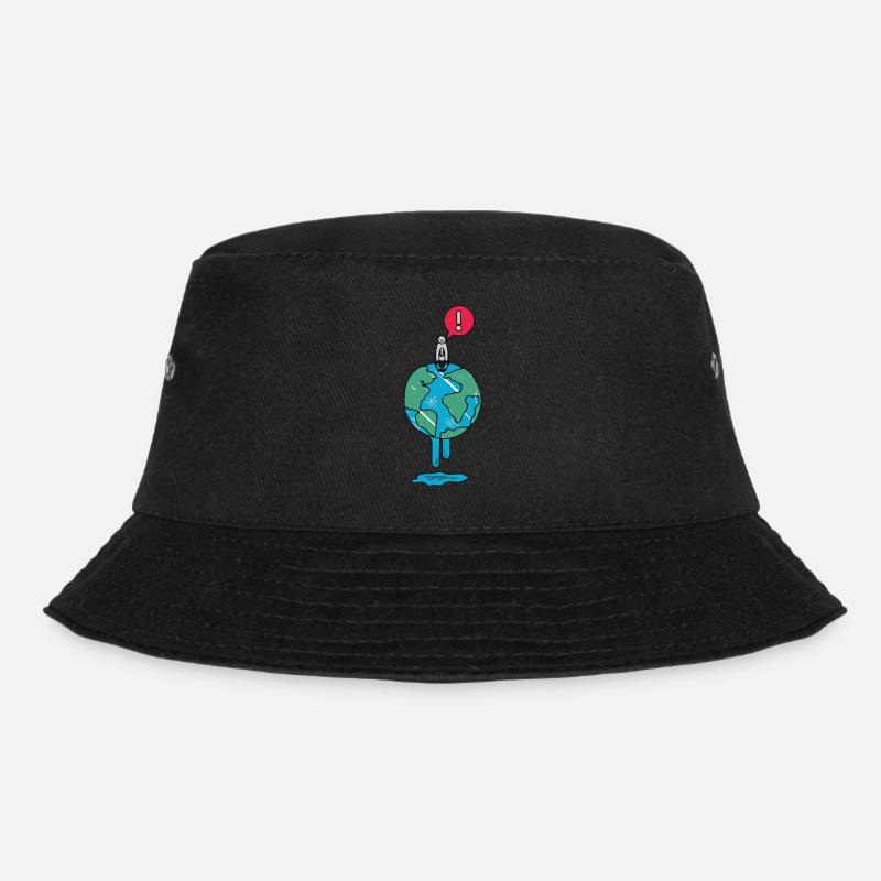Global warming polar bear earth environment gift - Bucket Hat - black