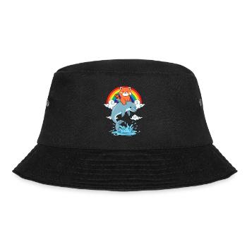 Roter Panda Geschenk Delfin Regenbogen Red Panda - Bucket Hat - Schwarz - Vorne - Lela (165cm)