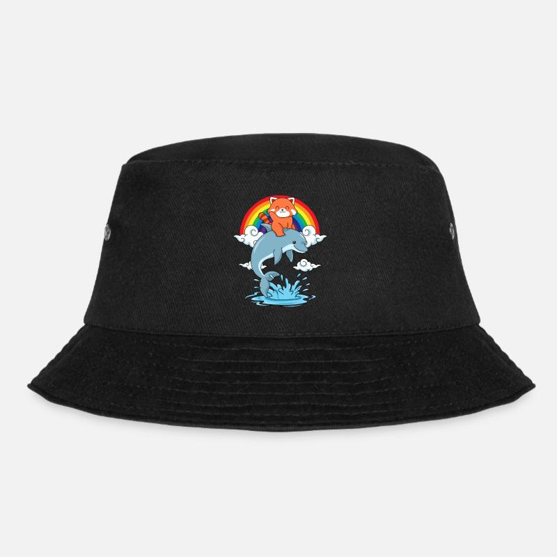 Roter Panda Geschenk Delfin Regenbogen Red Panda - Bucket Hat - Schwarz