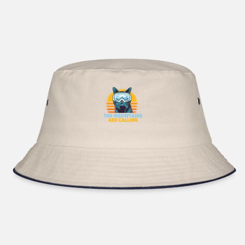 Ski Cat T-Shirt Cats Gift Mountains Bucket Hat