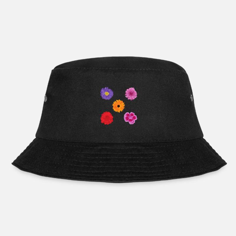 Blumen Motiv Set - Bucket Hat - Schwarz