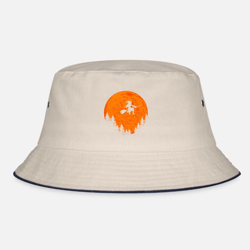 Halloween witch on witch broom Bucket Hat