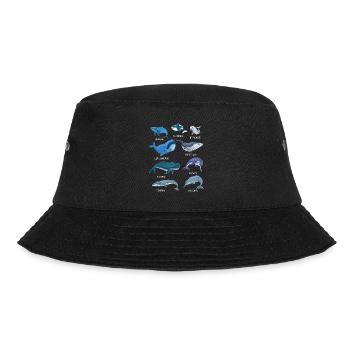 Arten von Walen | Wal Arten Blauwal Narwal Pottwal - Bucket Hat - Schwarz - Vorne - Lela (165cm)