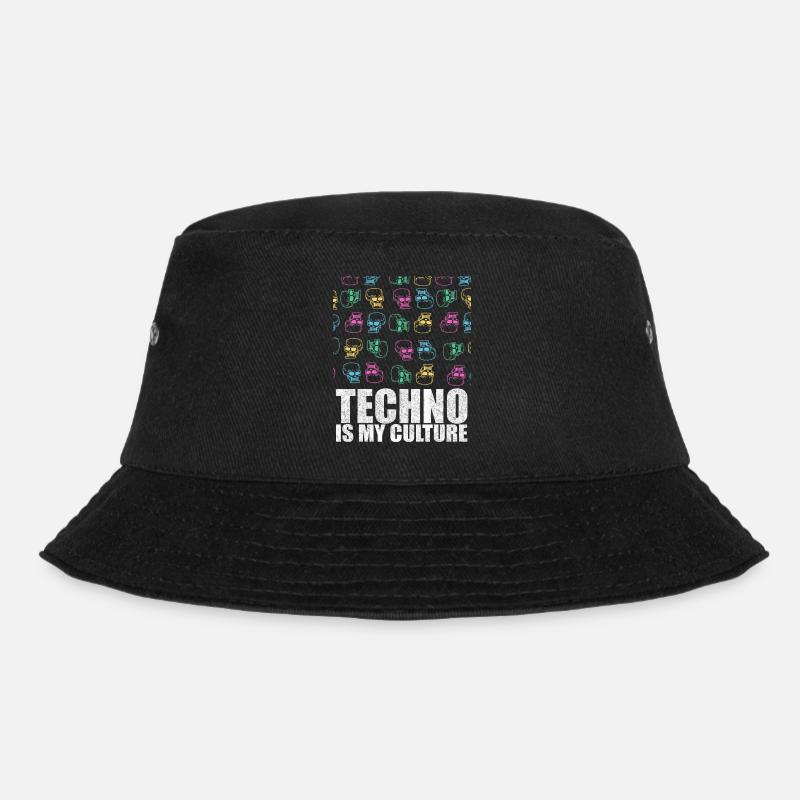 Techno Is My Culture Skull Design Geschenk - Bucket Hat - Schwarz