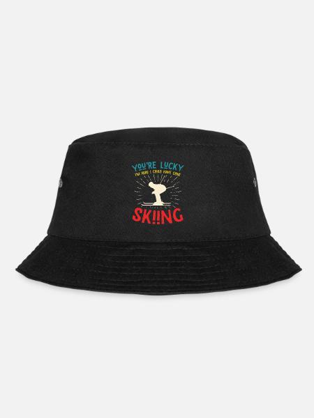 You're lucky skiing - skier saying - Bucket Hat - black