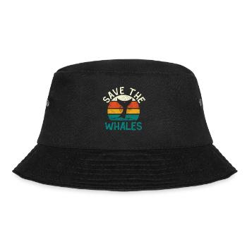 Save the whales - Blauwal Pottwal Wal - Bucket Hat - Schwarz - Vorne - Lela (165cm)