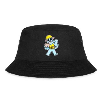 Bauherr Katze Richtfest Haus bauen Geschenk - Bucket Hat - Schwarz - Vorne - Lela (165cm)
