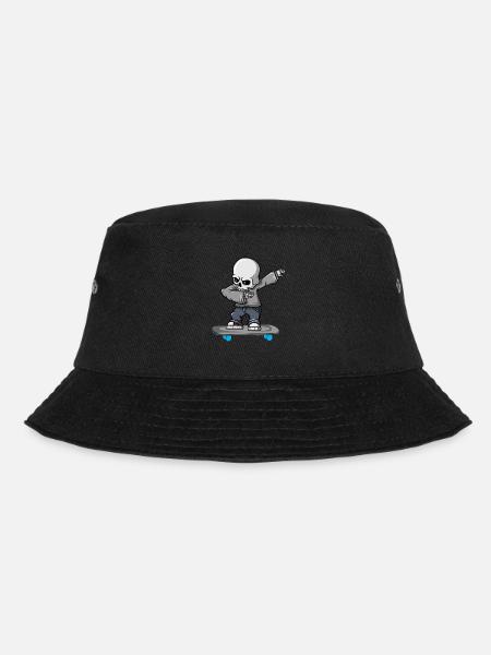 Dabbing skeleton skateboard Halloween skater - Bucket Hat - black