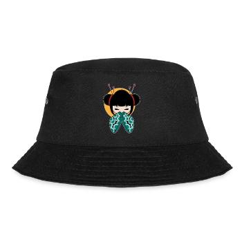Jolie geisha japonaise avec thé essentiel de bijoux - Bob - noir - Devant - Lela (165cm)