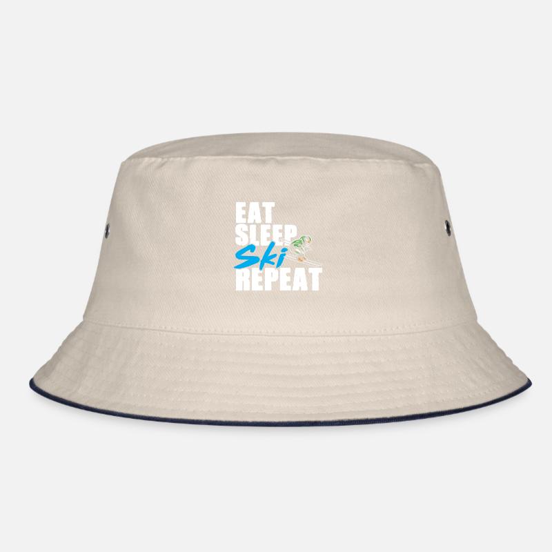 Eat Sleep Ski Repeat Gift Idea Skier Bucket Hat