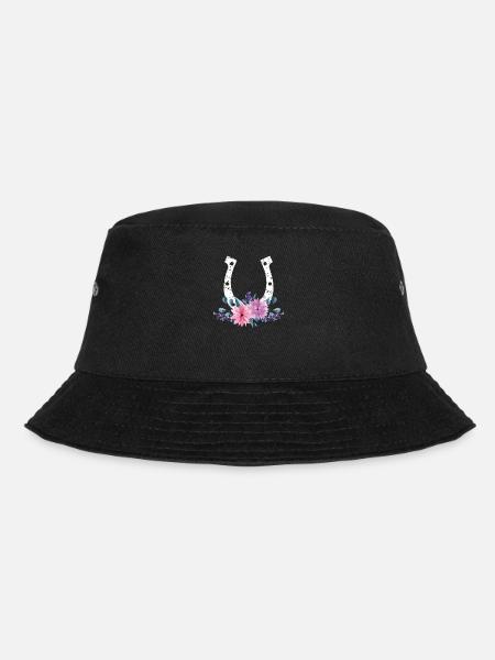 Pferdeliebhaber Blumen Niedliches Geschenk Hufeisen In Blumen - Bucket Hat - Schwarz