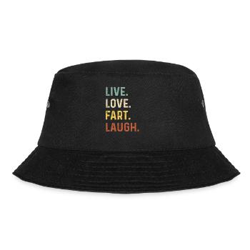 Live Liebe Furz lachen Retro Vintage lustiges Geschenk - Bucket Hat - Schwarz - Vorne - Lela (165cm)