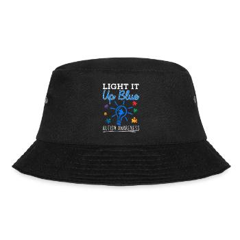 Light It Up Blue Autism Awareness Month T Shirt - Bucket Hat - Schwarz - Vorne - Lela (165cm)
