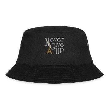 NEVER GIVE UP Silber Eiffelturm Gold - Bucket Hat - Schwarz - Vorne - Lela (165cm)