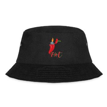 Lustige Peperoni mit Feuerzeug Chilischote Chili - Bucket Hat - Schwarz - Vorne - Lela (165cm)