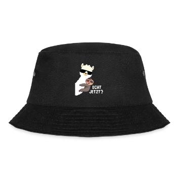 Alpaka Echt Jetzt Motiv - Alpaka Lama Farmer - Bucket Hat - Schwarz - Vorne - Lela (165cm)