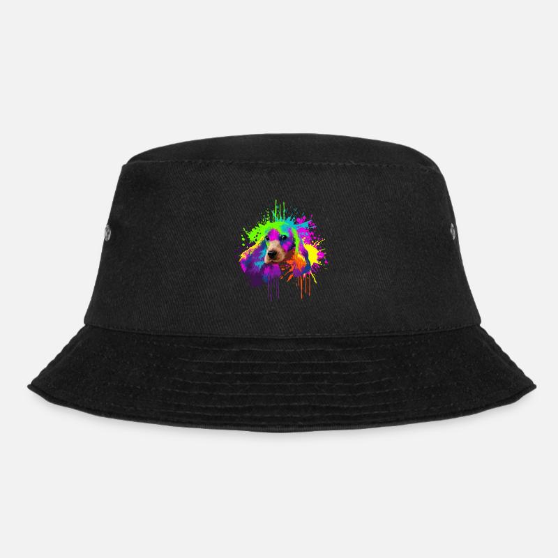 Splash Art Cocker Spaniel Dog Lover Gift Idea - Bucket Hat - black