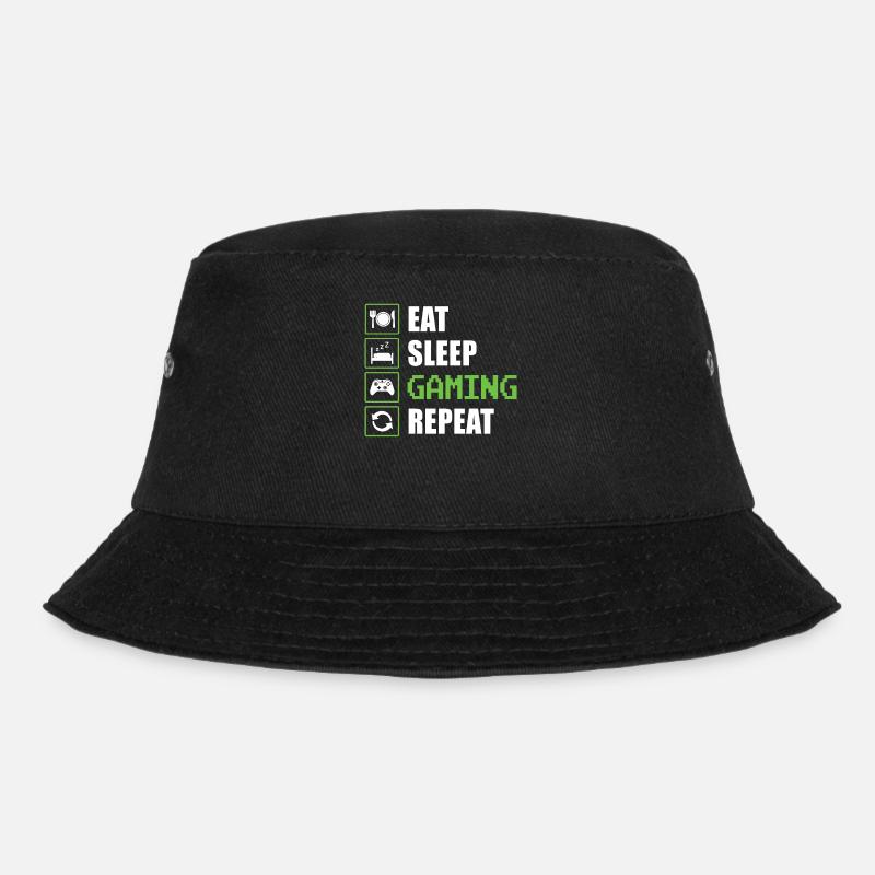 EAT SLEEP GAMING REPEAT - Bucket Hat - black