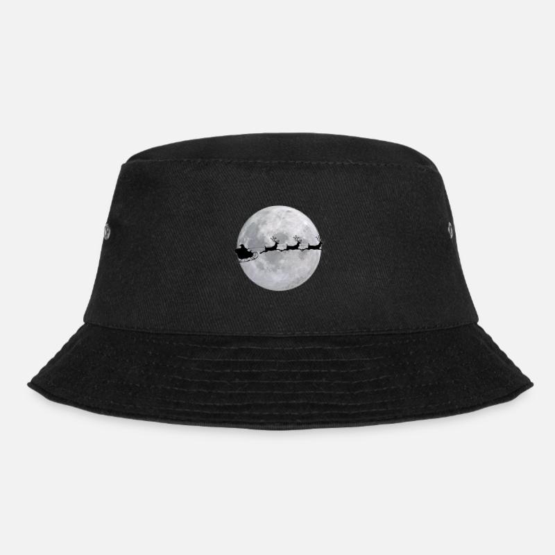 Weihnachtsmann mit Schlitten & Rentieren vor Mond - Bucket Hat - Schwarz