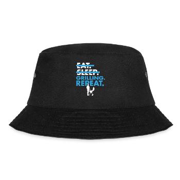 Unique Eat Sleep Grilling Repeat T Shirt - Bucket Hat - black - Front - Lela (165cm)