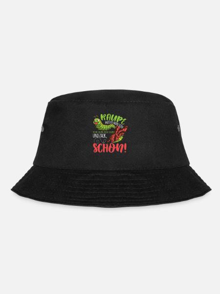 Raupe müsste man sein, zack Schmetterling Schlafen - Bucket Hat - Schwarz