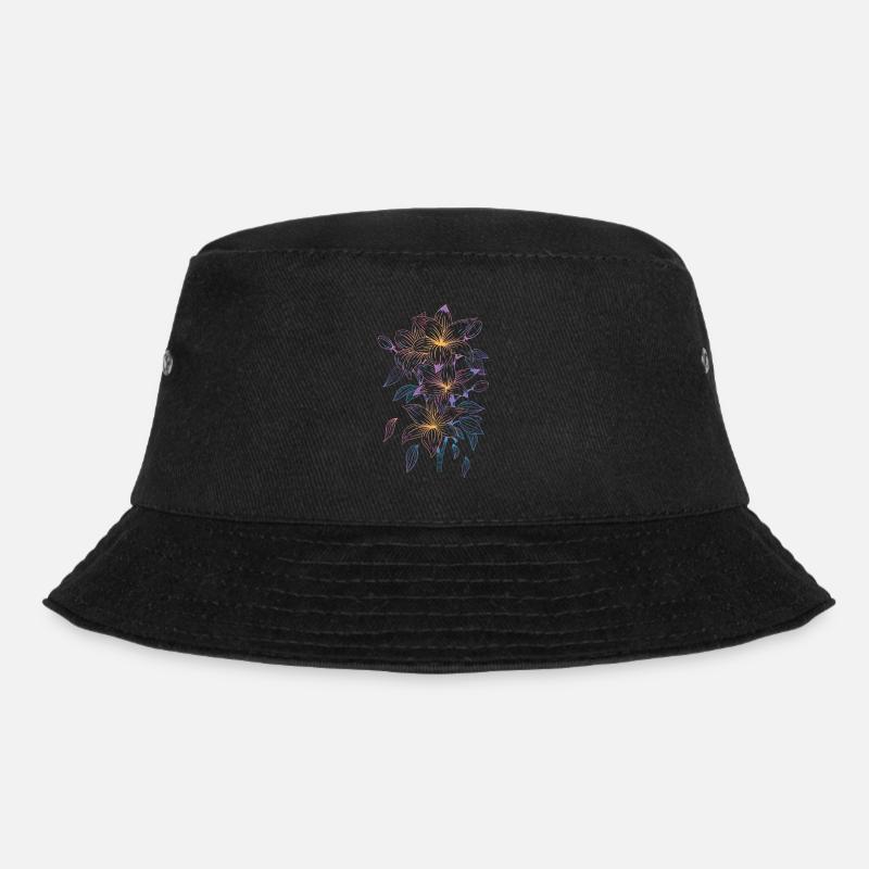 Lilies with a rainbow motif - Bucket Hat - black