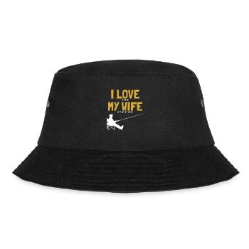I love my Wife Fishing Fliegenfischer - Bucket Hat - Schwarz - Vorne - Lela (165cm)