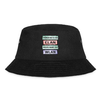 Früher hatte ich Elan heute Wlan lustiger Spruch - Bucket Hat - Schwarz - Vorne - Lela (165cm)