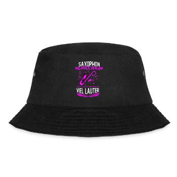 Saxophon Mädchen Musiker Trompeter Instrument - Bucket Hat - Schwarz - Vorne - Lela (165cm)