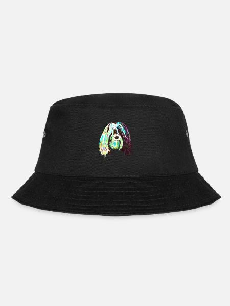 Splash Tibetan Terrier Dog - Bucket Hat - black