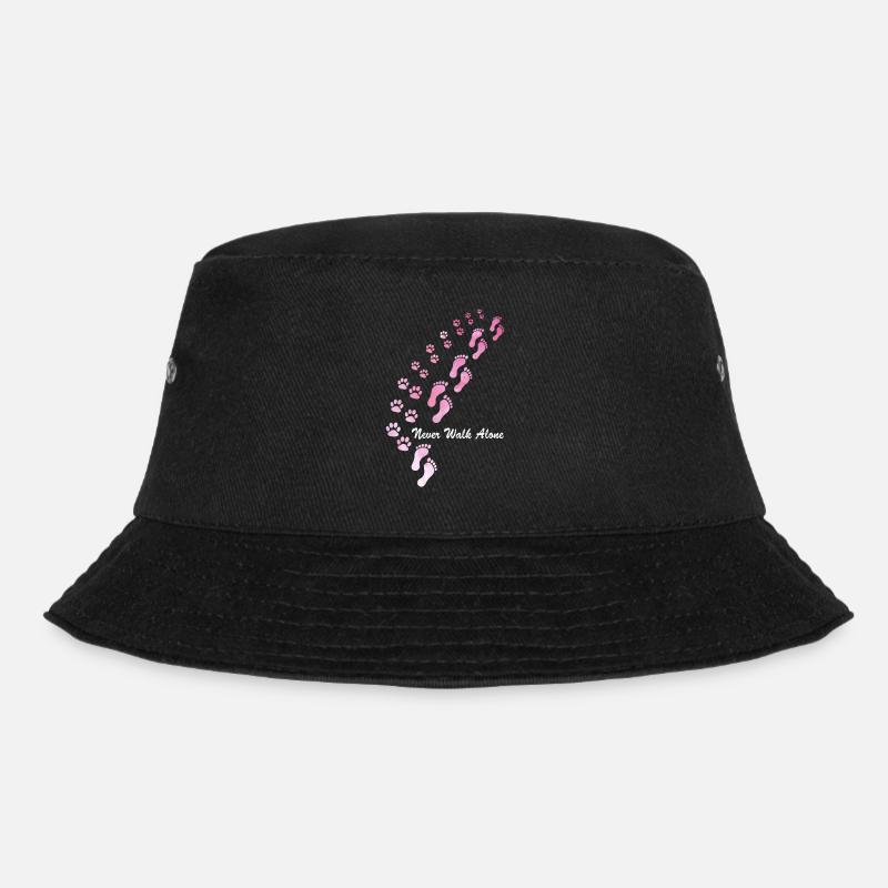 Hunde Design mit “ Never Walk Alone “ Hunde Motiv - Bucket Hat - Schwarz