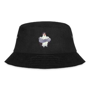 Möwenpirat der einen Fisch isst mit Ankertattoo - Bucket Hat - Schwarz - Vorne - Lela (165cm)
