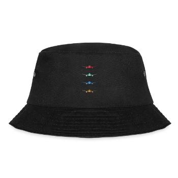 Vintage Flugzeuge Pilot Luftfahrt Piloten Motiv - Bucket Hat - Schwarz - Vorne - Lela (165cm)