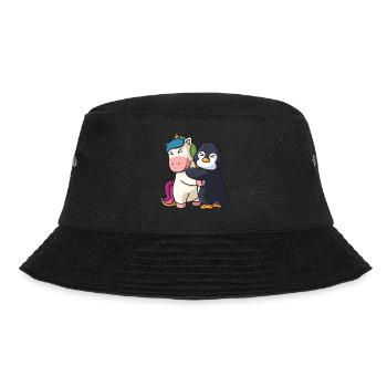 Einhorn und Pinguin Liebe süßes niedliche Tiere - Bucket Hat - Schwarz - Vorne - Lela (165cm)