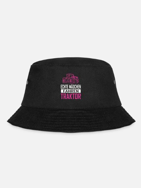 Echte Mädchen fahren Traktor - Bucket Hat - Schwarz