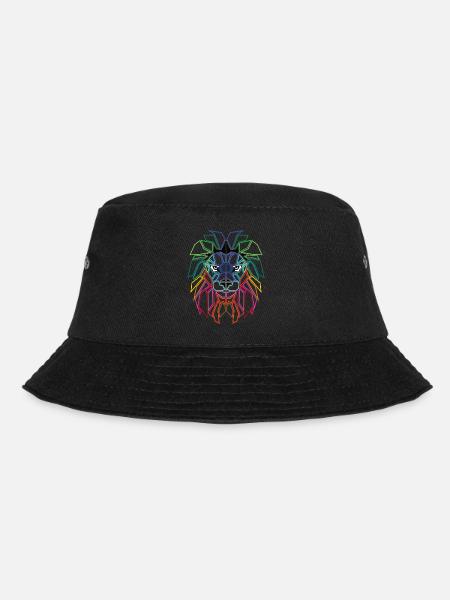 Löwe Löwenkopf Polygon - Bucket Hat - Schwarz