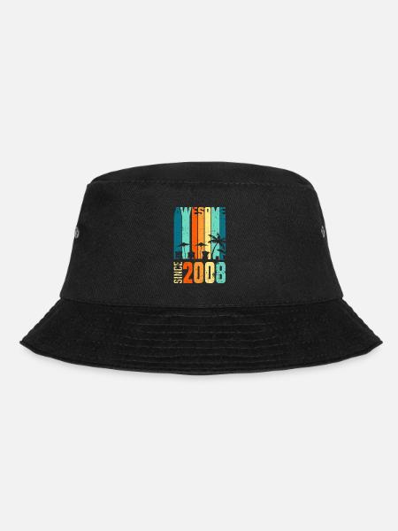 Vintage 2008 08 Geburtstag Retro Jahrgang Geschenk - Bucket Hat - Schwarz