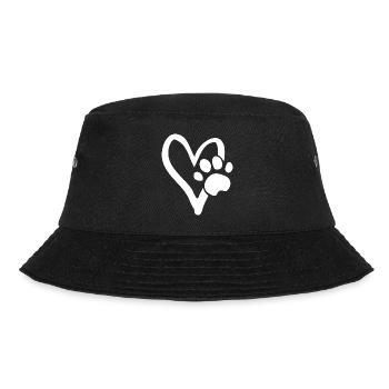 Paw heart - heart dog paw dog lover - Bucket Hat - black - Front - Lela (165cm)