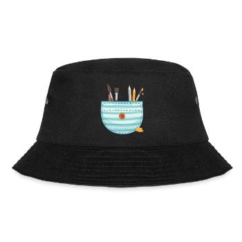Pocket artist print with paintbrushes and pencils - Bucket Hat - black - Front - Lela (165cm)