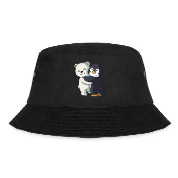 Eisbär mit Pinguin Liebe süßes niedliche Tiere - Bucket Hat - Schwarz - Vorne - Lela (165cm)