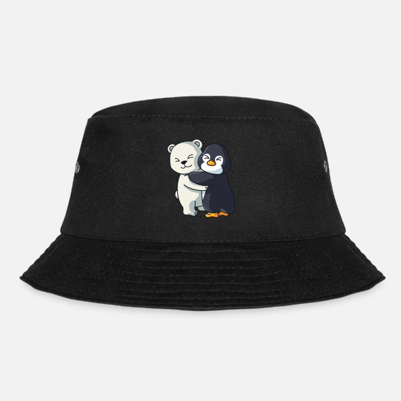 Eisbär mit Pinguin Liebe süßes niedliche Tiere - Bucket Hat - Schwarz