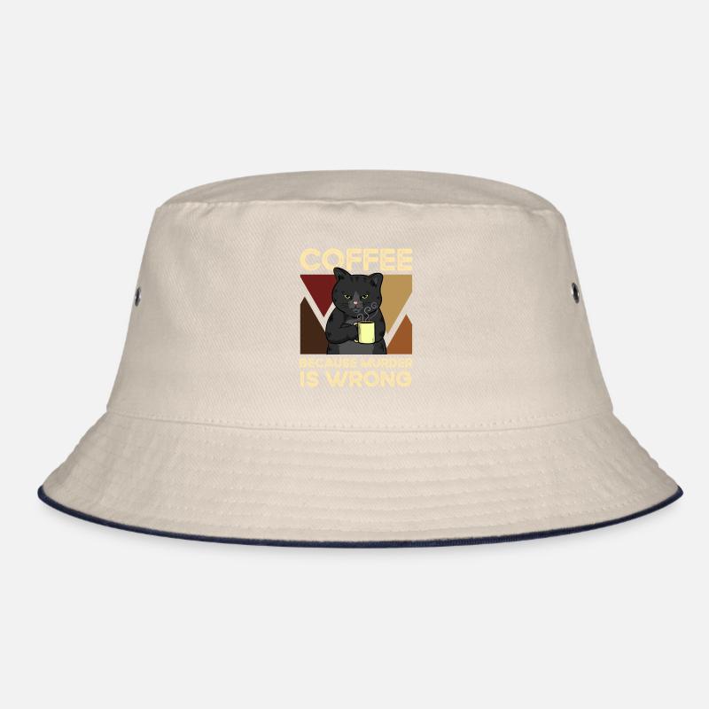 Coffee Because Murder Is Wrong Cat Bucket Hat