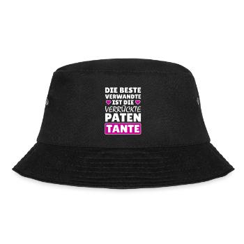 Beste Verwandte verrückte Patentante Geschenk - Bucket Hat - Schwarz - Vorne - Lela (165cm)