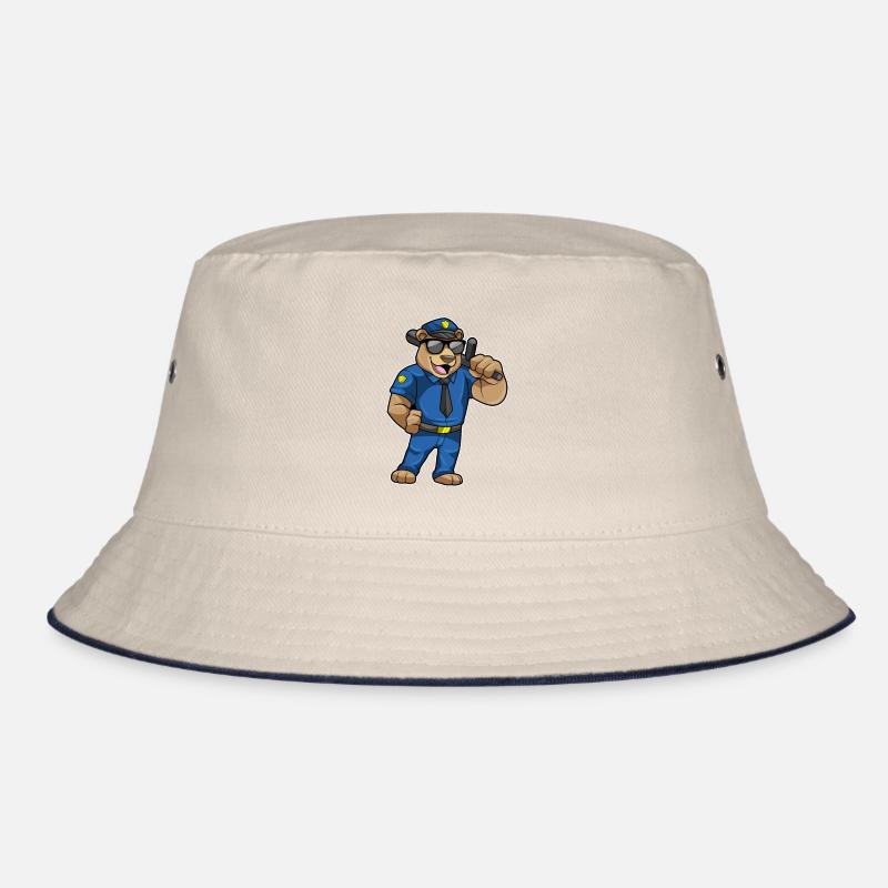 Bear as a policeman with police uniform & baton Bucket Hat