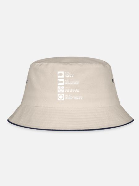 Eat Sleep Anime Repeat Retro Anime Merch Otaku - Bucket Hat - ecru/navy - Front